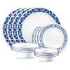 Corelle® Cobalt Circles 16-piece Mugless Dinnerware Set, Service of 4
