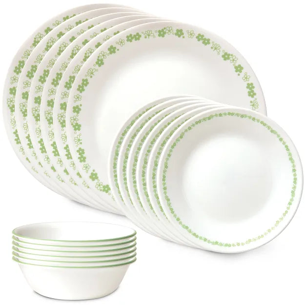 Corelle® Spring Blossom Green 18-piece Dinnerware Set, Service for 6