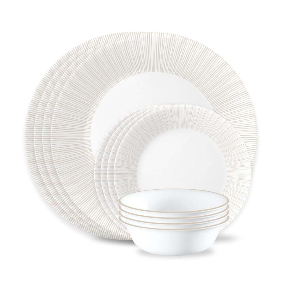 Corelle® Hushed Lines 12-piece Dinnerware Set, Service for 4